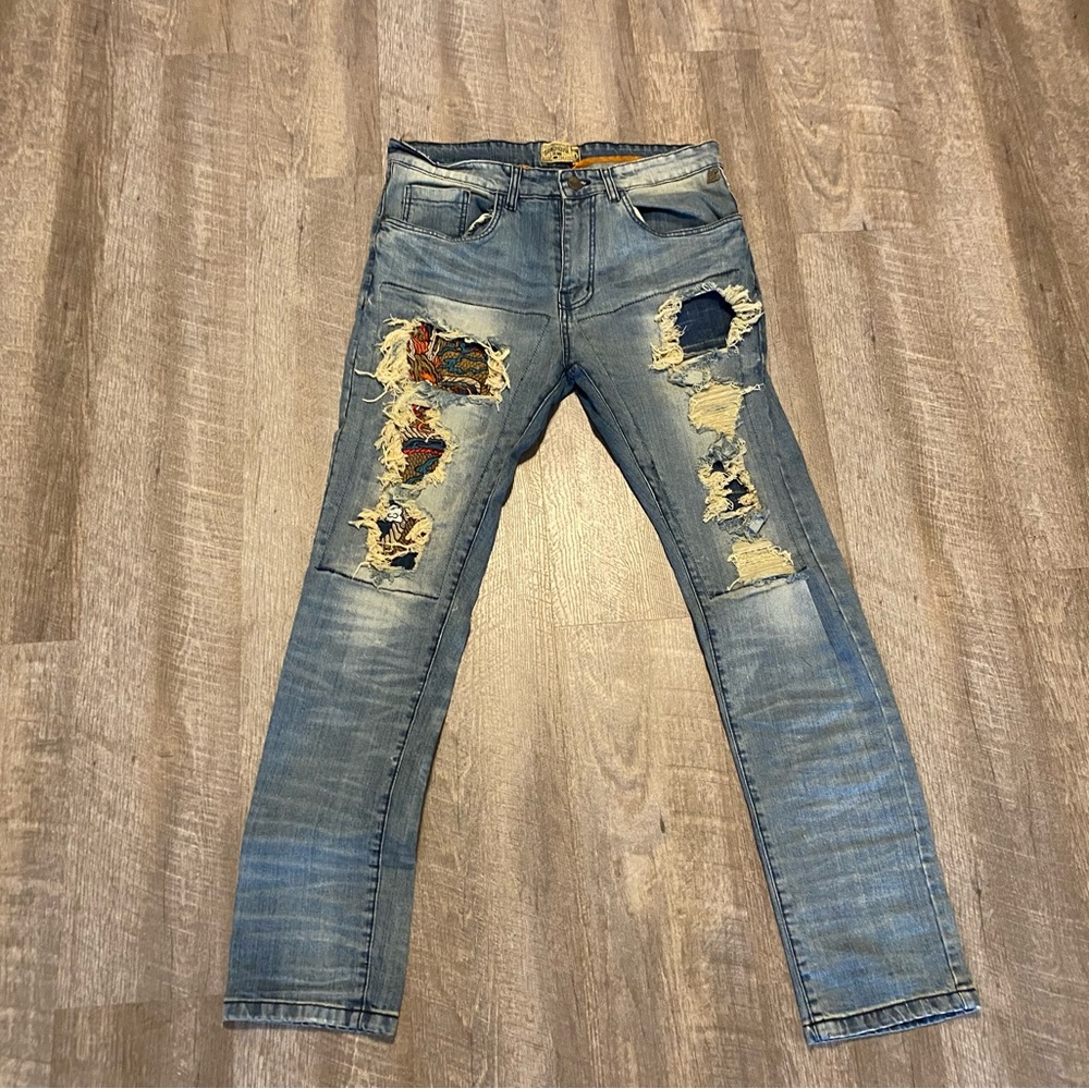 Distressed Blue Jeans by Grindhouse denim size 34 slim fit Preown